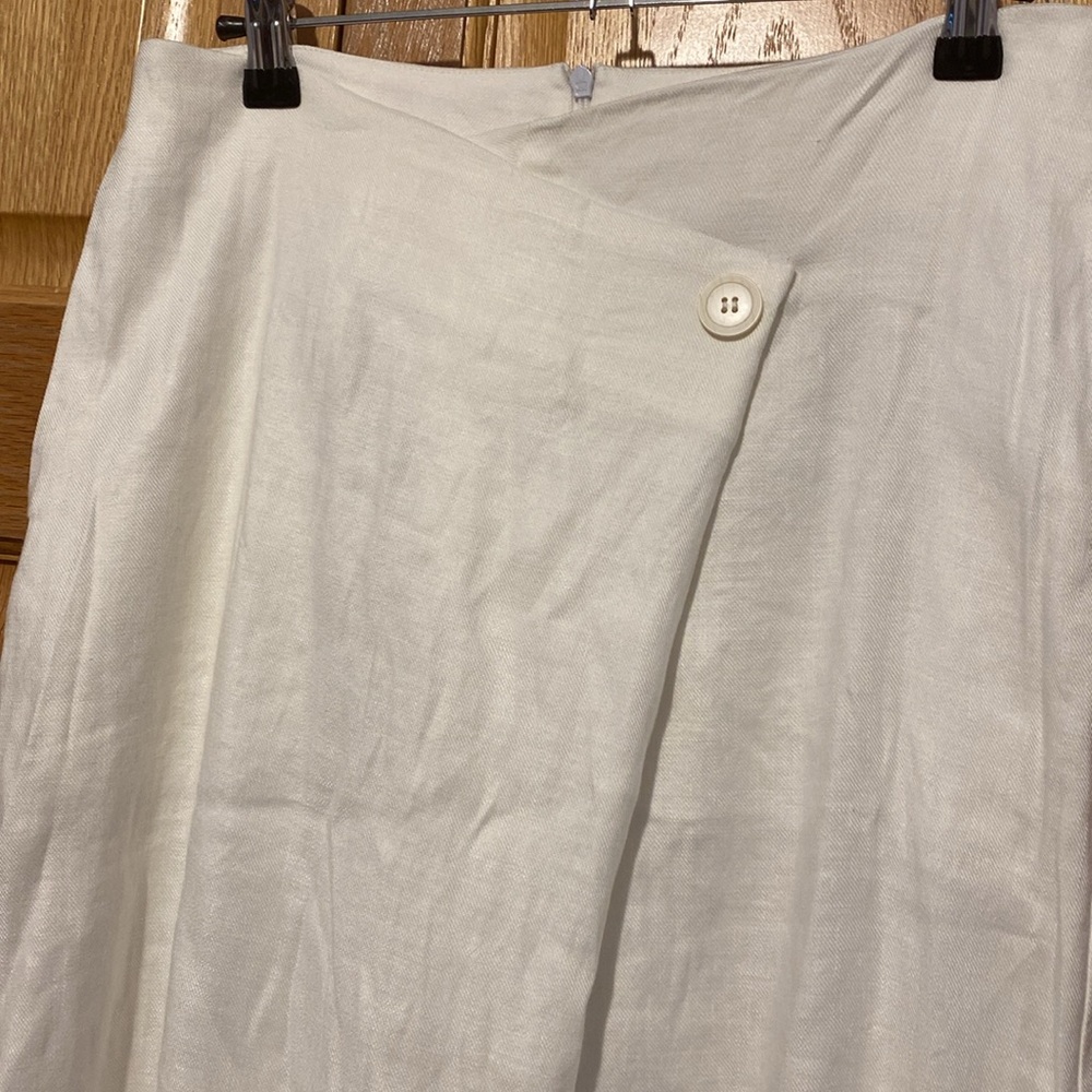NAP Loungewear Off-Centre Straight Leg Pants white size small linen wide - Picture 3 of 11